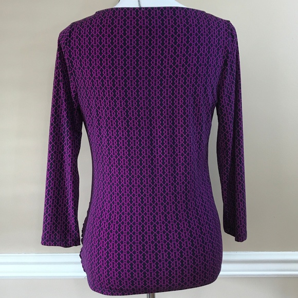 Anne Klein Purple Chain Pattern Tunic Small - Picture 4 of 9